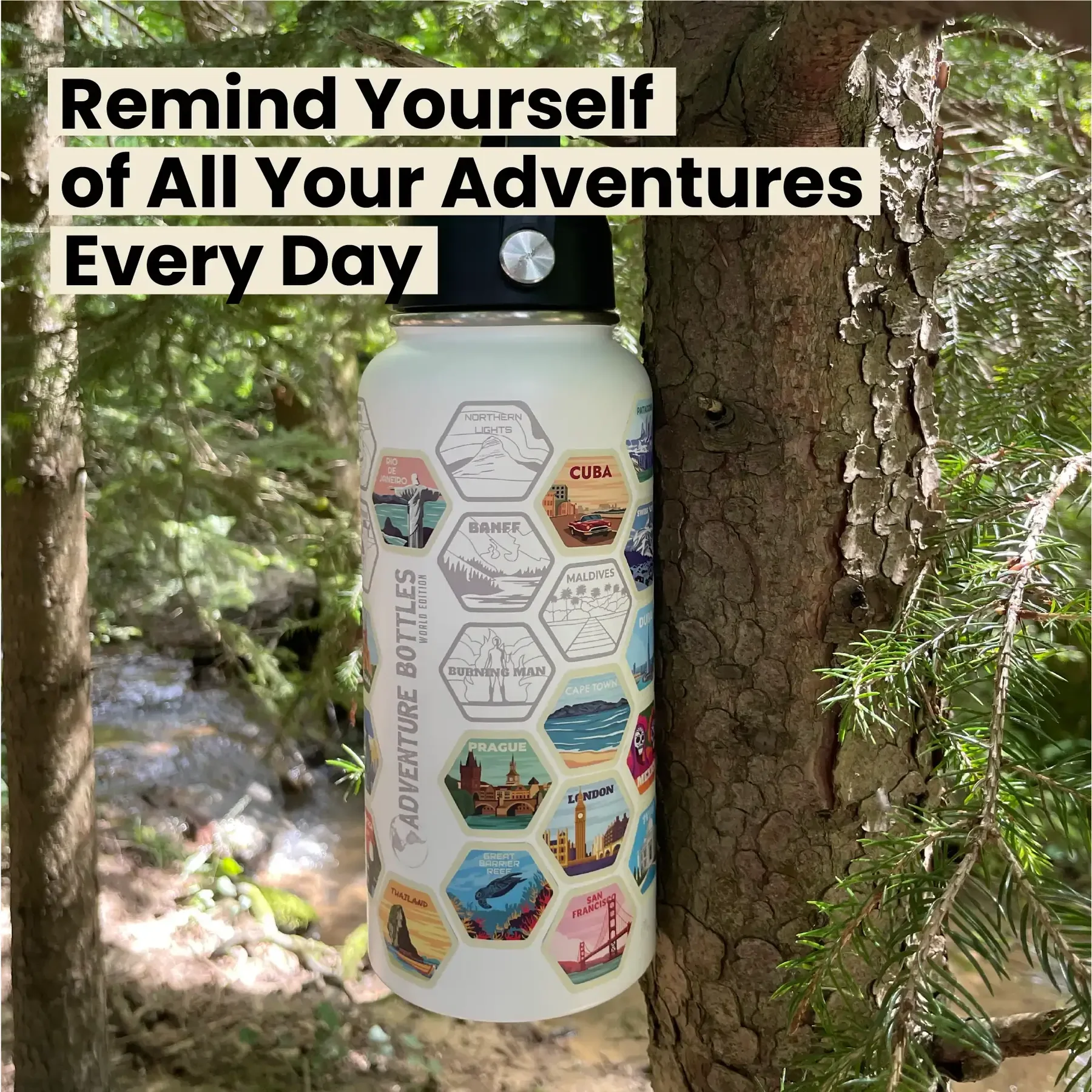 AWESOME MAPS - Adventure Bottle & Stickers - 1 Litro