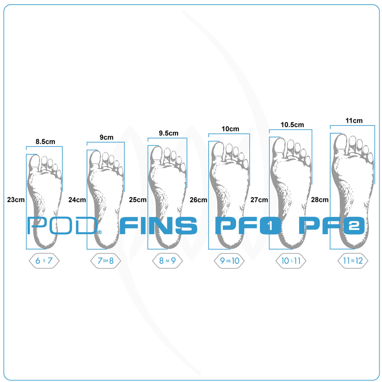 POD - PF1- Aletas de bodyboard - Marble -  Blue / White