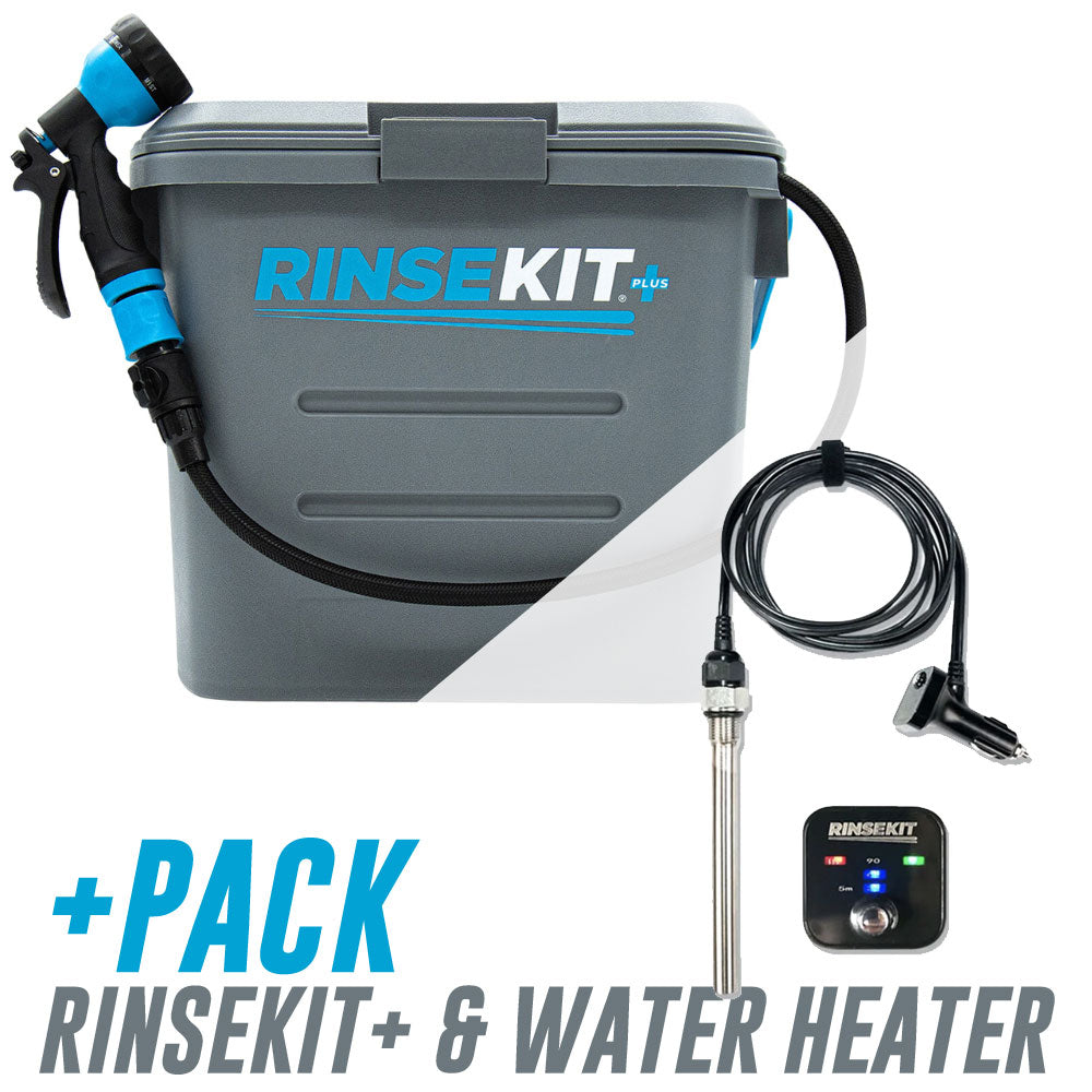 RINSEKIT PLUS PACK - Freestanding portable shower with its Hot Rod Heater