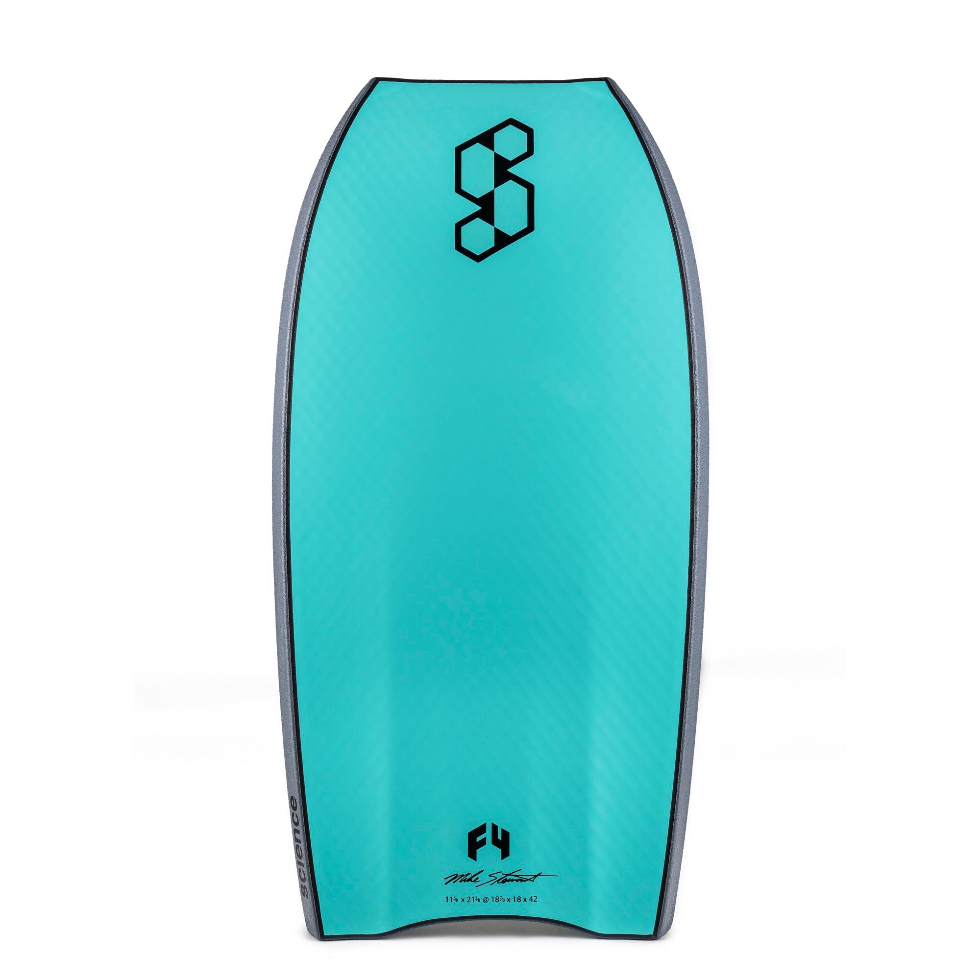 Science Bodyboard - Style Loaded F4 Quad Vent PP - Gun Metal / Turquoise