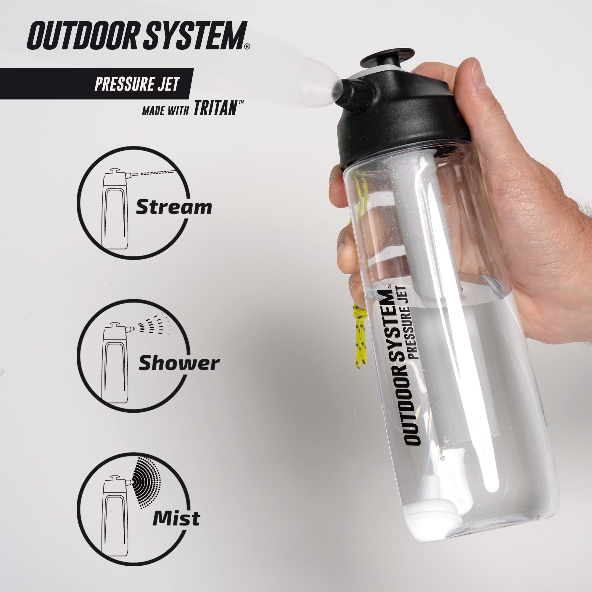 Outdoor System - Gourde Multifonctions - Pressure Jet 700ML - Black