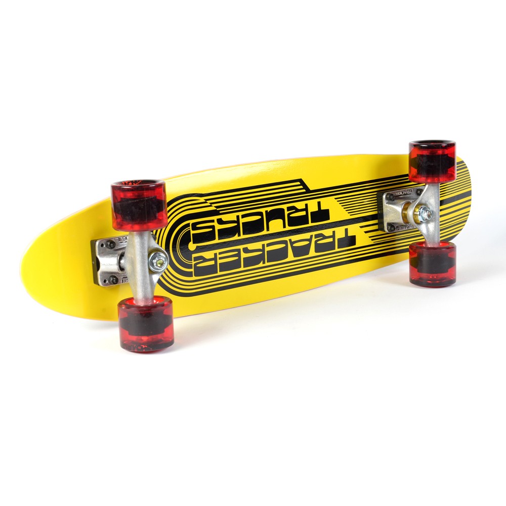 TRACKER Skateboard  - Classic Small Wing Cruizer - Yellow 29' (73 cm) - Red Wheels