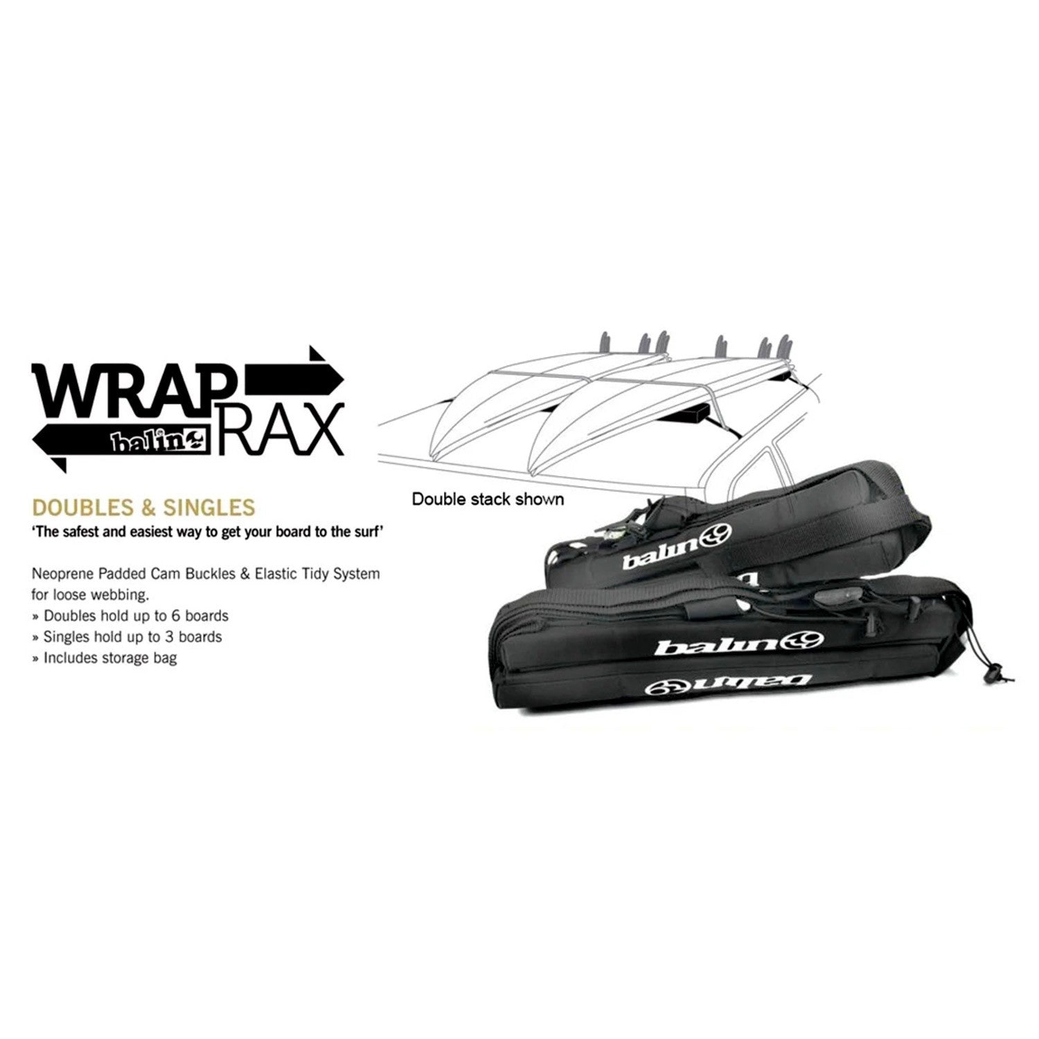 BALIN Wrap Rax Baca doble para Surf y Longboards (4-6 tablas)