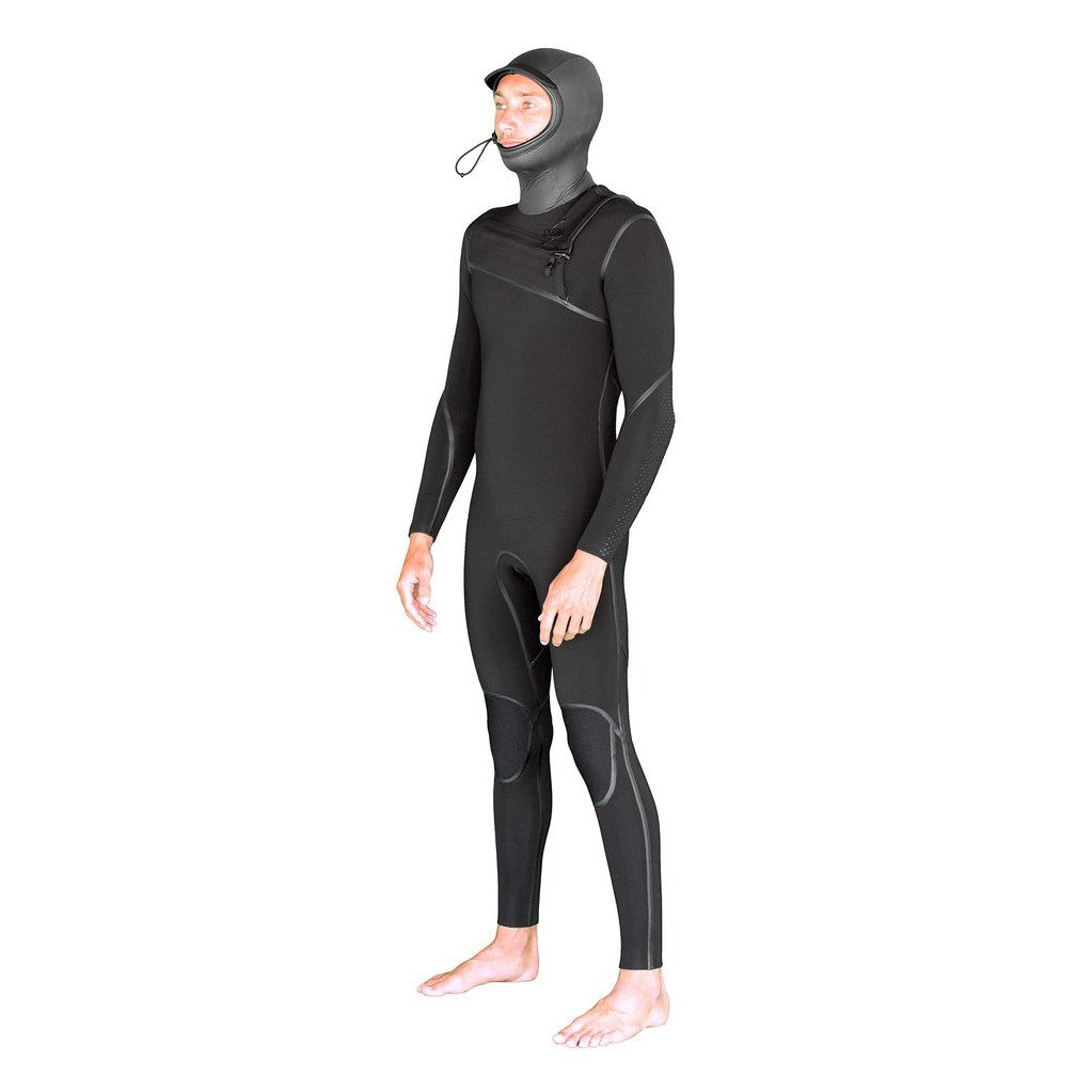 GYROLL Wetsuit - 5/4mm Shield Hooded Chest Zip - Black