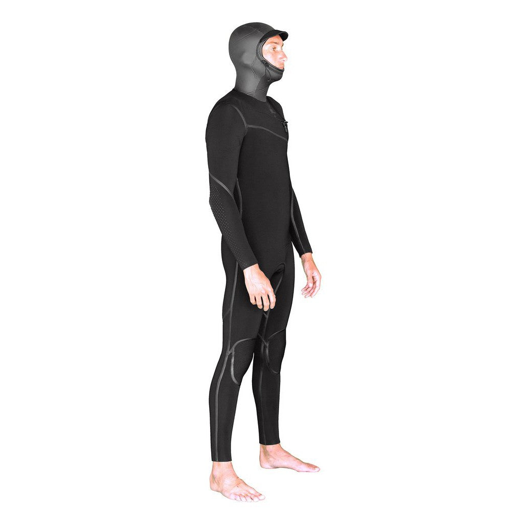 GYROLL Wetsuit - 5/4mm Shield Hooded Chest Zip - Black