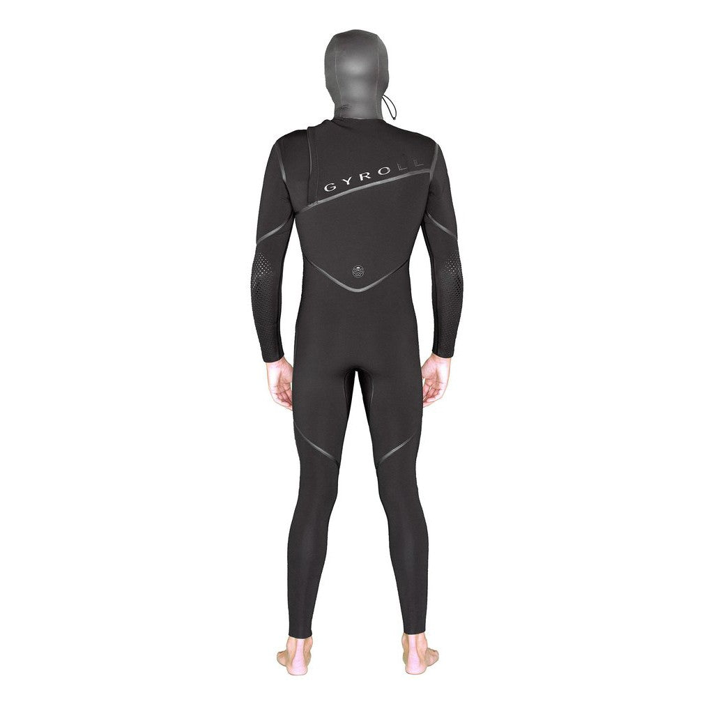 GYROLL Wetsuit - 5/4mm Shield Hooded Chest Zip - Black