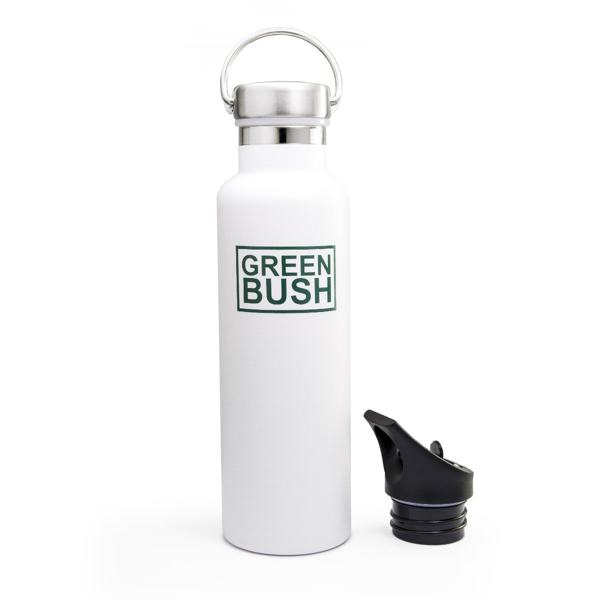 GREEN BUSH - Insulated Stainless Steel Water Bottle - Standard Size - White