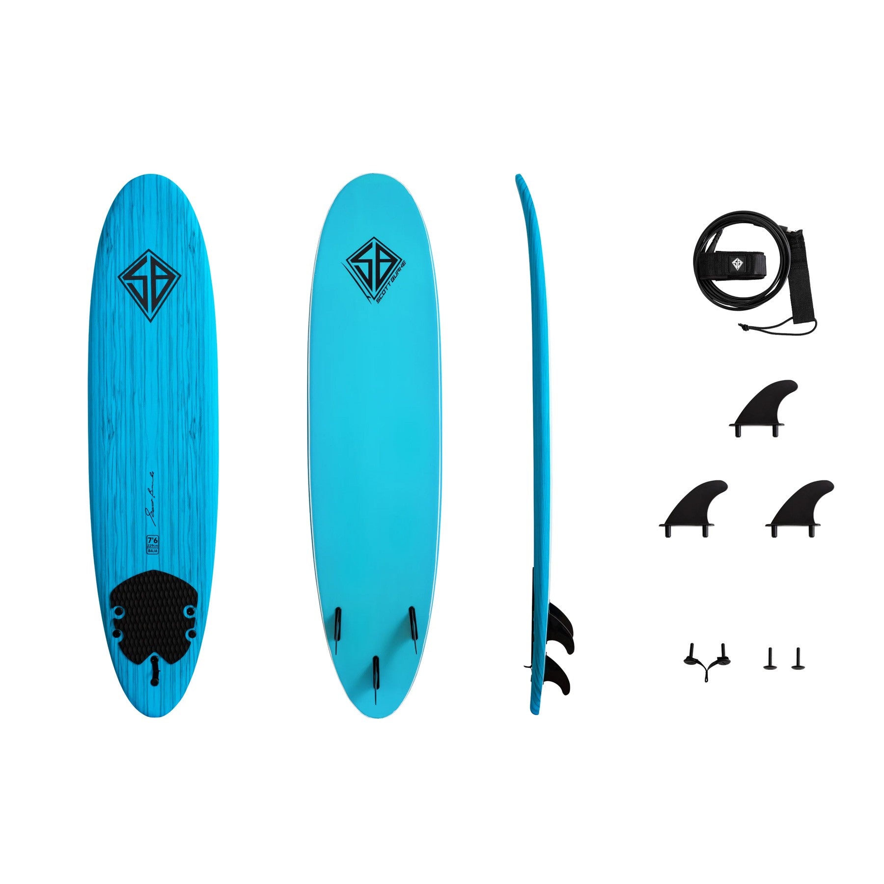 CBC - Tabla de surf de espuma - Softboard 7'6 Scott Burke - Azul claro