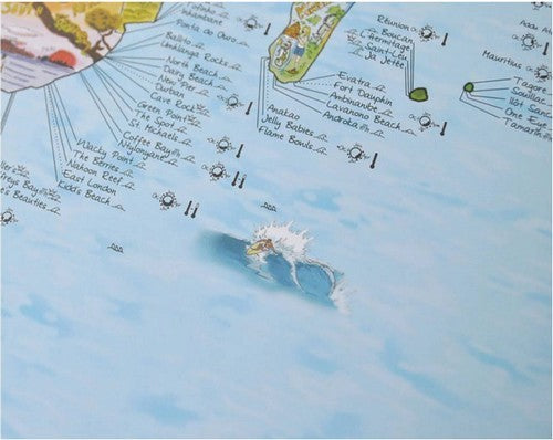 Awesome Maps - World Map Poster - Surf Trip Re-writable