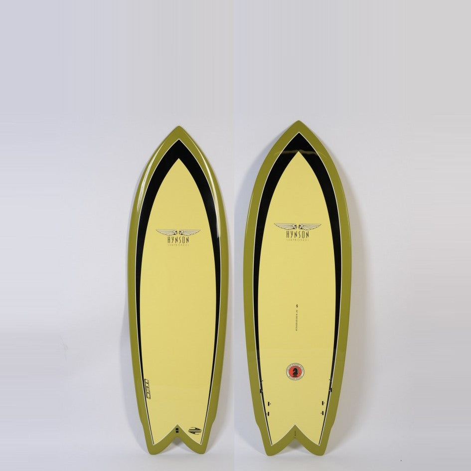 BOARDWORKS - Tabla de surf Hynson Black Knight Quad amarillo / verde (epoxi)